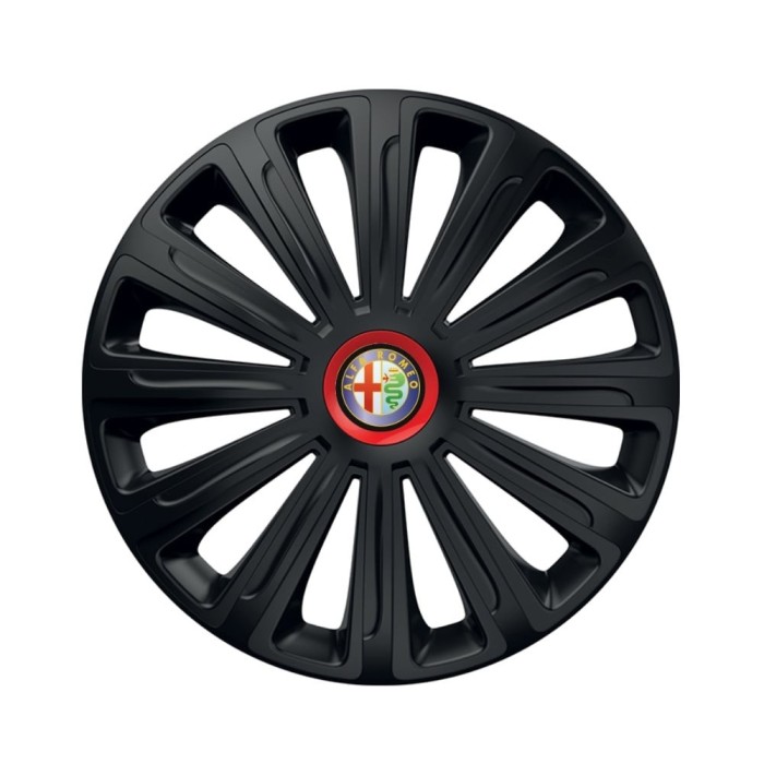Set 4 capace roti Negre Cu Inel Rosu Trend R14 pentru gama auto Alfa Romeo