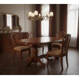 Masa living extensibila SB Nork, MDF Furniruit, structura lemn masiv, 8 persoane, 198-160x90x74 cm, cires