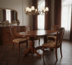 Masa living extensibila SB Nork, MDF Furniruit, structura lemn masiv, 8 persoane, 198-160x90x74 cm, cires