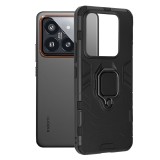 Husa telefon compatibila xiaomi 14 pro, antishock armor, inel rotativ 360 grade, magnet suport auto incorporat, tpu si pc, negru