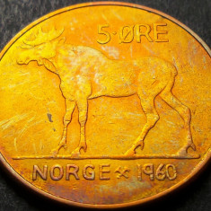 Moneda 5 ORE - NORVEGIA, anul 1960 * cod 984 B