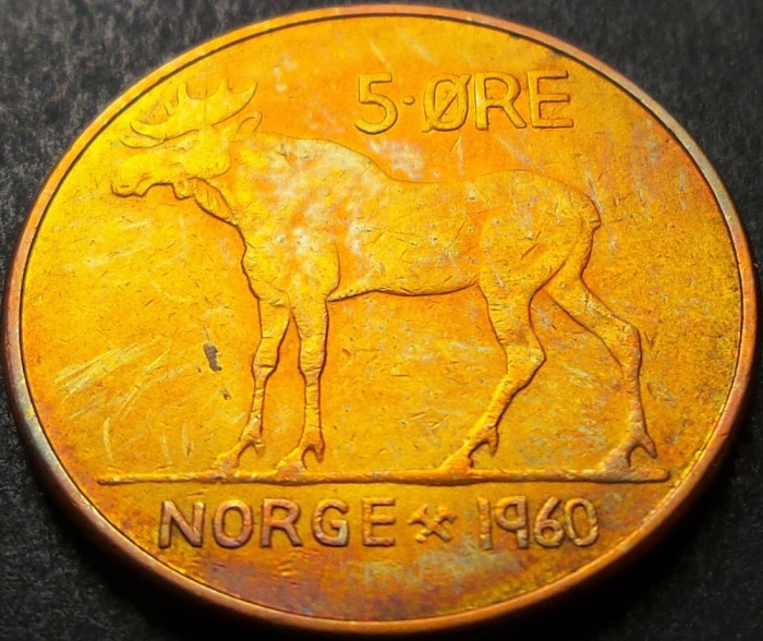 Moneda 5 ORE - NORVEGIA, anul 1960 * cod 984 B