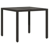 Cumpara ieftin Masa gradina cu blat din sticla, negru, 90x90x75 cm, poliratan