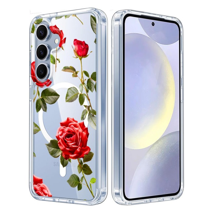 Husa pentru samsung galaxy s25, magnetica compatibila magsafe, roses, protectie completa anti soc