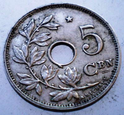7.407 BELGIA 5 CENTIMES 1930 STAR foto