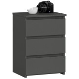 Comoda, placa laminata, 3 sertare, gri grafit, 40x35x56.8 cm, Akord Furniture Factory