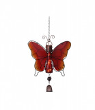 Decoratiune de gradina Butterfly cu lampa solara LED si clopotel, Portocaliu