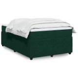 vidaXL Pat box spring cu saltea, verde &icirc;nchis, 120x190 cm, catifea 3285629