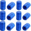 Set 12 Capace Hexagonale pentru Valva Auto, Aliaj Aluminiu, Lungime 1.8 cm, Albastru
