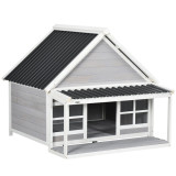 Cumpara ieftin Casa pentru caini PawHut din lemn cu veranda, rezistenta la intemperii, acoperis din PVC | AOSOM RO