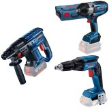 Bosch GBH 180-LI + GTB 185-LI + GDS 18V-1000 - Rotopercutor SDS-Plus 2 J + Masina de insurubat 25 Nm + Masina de insurubat cu impact patrat 1/2 inch 1
