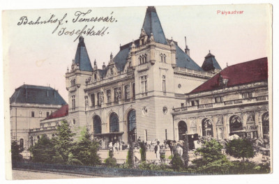 3906 - TIMISOARA, Railway Station, Romania - old postcard - used - 1912 foto