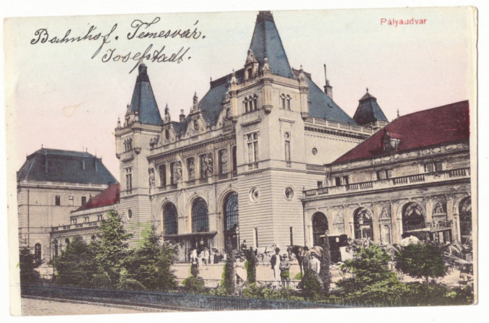 3906 - TIMISOARA, Railway Station, Romania - old postcard - used - 1912