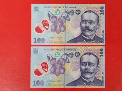2 x Bancnota 100 lei 2005(2009) - UNC++++ - consecutive foto