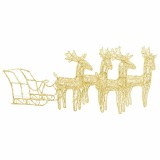 Decoratiune de Craciun cu reni si sanie, 280x28x55, acril