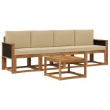 vidaXL Set mobilier gradina 4 piese lemn acacia natural, canapele exterior cu perna, rezistent intemperii, design modern