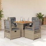 Cumpara ieftin Set mobilier de grădină cu perne, 5 piese, bej, poliratan