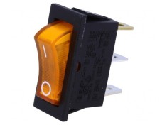 Comutator Rocker SPST ON-OFF 10A/250VAC cu Lampă Neon Galbenă