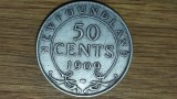 Newfoundland Canada -moneda argint 925- 50 cents 1909 -raritate stare f buna!, America de Nord