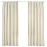 Cumpara ieftin Draperii opace cu carlige, 2 buc., crem, 140x175 cm, catifea