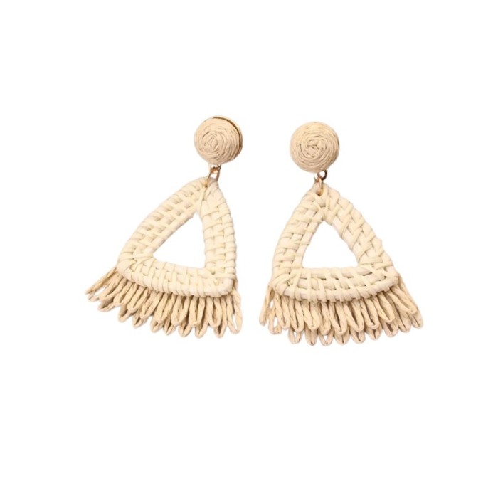 Cercei din rafie White Triangle