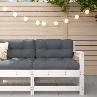 vidaXL Canapea de colț pentru grădină, alb, lemn masiv de pin foto