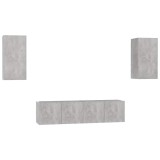 Cumpara ieftin Set dulapuri TV, 4 piese, gri beton, lemn prelucrat