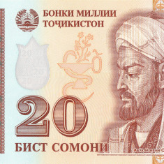 Tadjikistan, 20 Somoni 2021, UNC