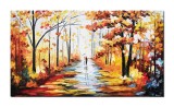 Cumpara ieftin Tablou indragostiti gigant pictat manual living, dormitor, Impreuna pentru totdeauna, 140x80cm ulei in cutit efect 3D