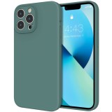 Husa din silicon compatibila cu iPhone 13 Pro cu protectie la camera,silk touch, interior din catifea, Verde inchis