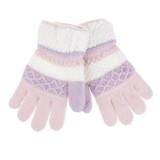 Mănuși Jacquard Alb, Roz și Lila pentru Copii 6-10 Ani, CMCLASS