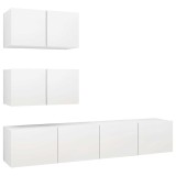 Cumpara ieftin Set dulapuri TV, 4 piese, alb, lemn prelucrat