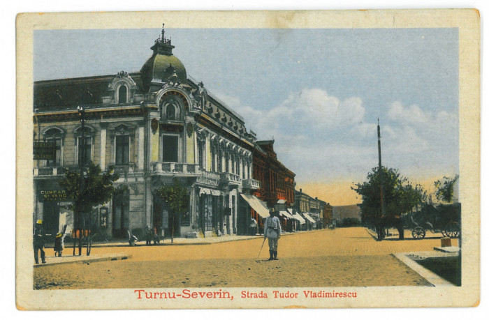 1463 - TURNU-SEVERIN, Policeman, street stores, Romania - old postcard - unused