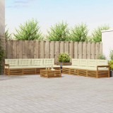 vidaXL Set de canapele de exterior cu pernă 9 pcs Natural și Crem 3373205