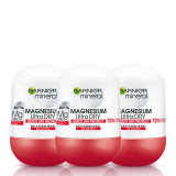 Cumpara ieftin Set 3x Antiperspirant Roll-on pentru barbati Magnesium Ultra Dry, Garnier