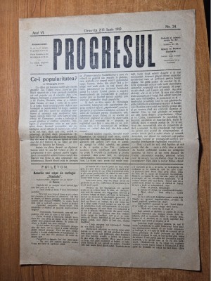 ziarul progresul - 2/15 iunie 1912 - ziar din oravita,memoriile unui supravietuitor de pe titanic foto