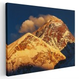 Tablou canvas Muntele de aur Everest la apus, albastru, maro 1165 Tablou canvas pe panza CU RAMA 80x120 cm