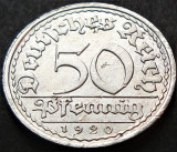 Cumpara ieftin Moneda istorica 50 PFENNIG - GERMANIA, anul 1920 *cod 3335 - litera A, Europa