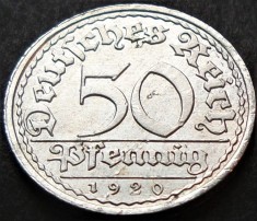 Moneda istorica 50 PFENNIG - GERMANIA, anul 1920 *cod 3335 - litera A foto