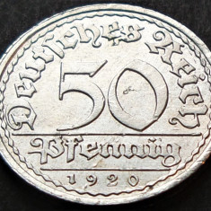 Moneda istorica 50 PFENNIG - GERMANIA, anul 1920 *cod 3335 - litera A