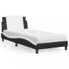 VidaXL Pat cu saltea, negru și alb, 90x200 cm, piele ecologică 3208843