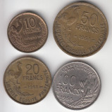 FRANTA - SET 10 Francs +20 Francs +50 Francs 1951+100 Francs 1955 , LF1.19