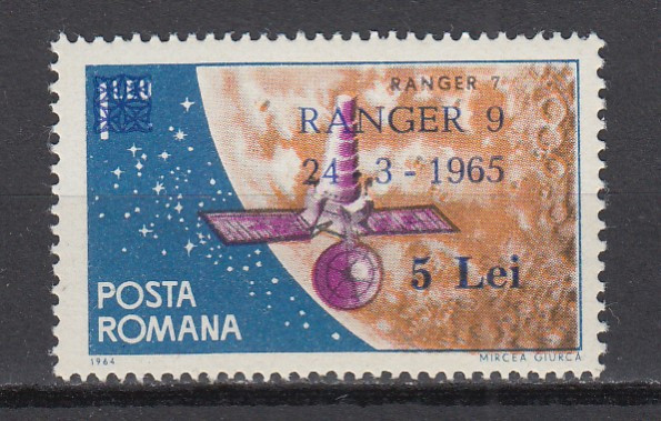 ROMANIA 1965 LP 603 RANGER 9 SUPRATIPAR MNH