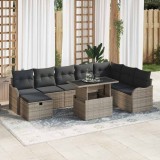 Cumpara ieftin Set de canapele pentru grădină cu pernă 9 pcs Gri Rattan poli