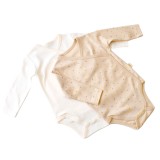 Cumpara ieftin Set 2 body-uri cu maneca lunga petreceute bebe unisex -100% bumbac organic - Crem cu buline, BabyCosy (Marime: 3-6 Luni)