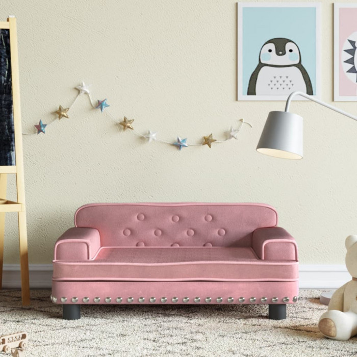 Canapea pentru copii, roz, 70x45x30 cm, catifea GartenMobel Dekor