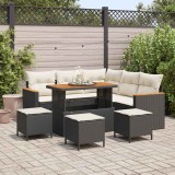 Cumpara ieftin Set de canapele pentru grădină cu pernă 9 pcs Negru Rattan poli