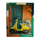 Tablou Retro Scooter Metal Wall Art &ndash; Colorful Frame