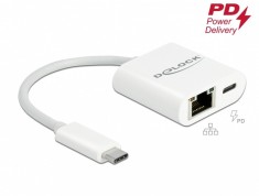 Adaptor USB 3.2 Gen 1-C la Gigabit cu alimentare PD 60W, Delock 65402