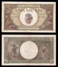 Bancnote Romania, bani vechi -1000 lei 1939 supratipar -foarte rara foto